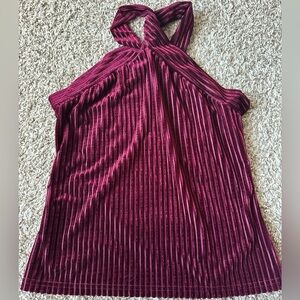 SHEIN Burgundy Striped Halter Blouse